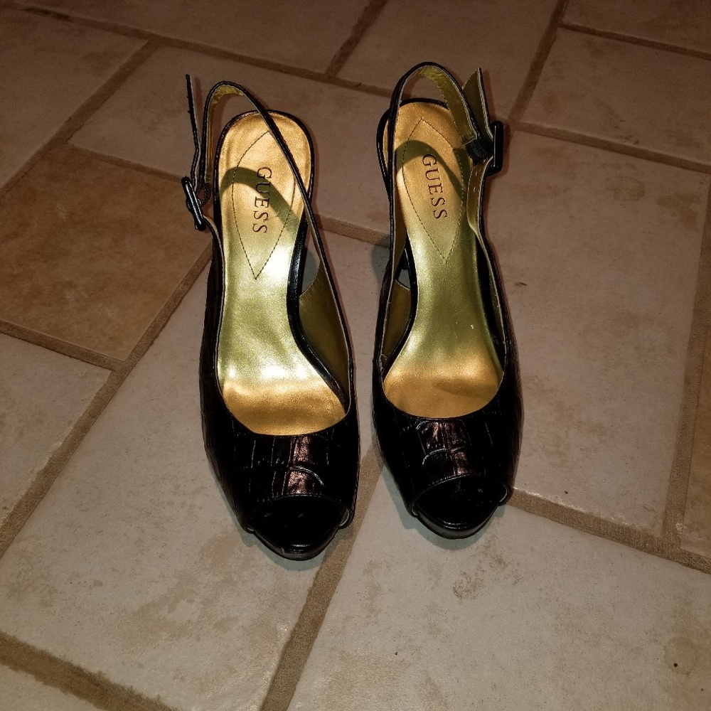 GUESS PEEP TOE, SLINGBACK STILETTOS